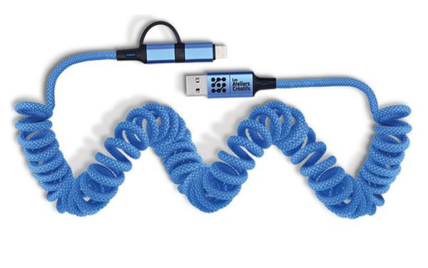 Câble de charge rapide rétractable publicitaire personnalisé. 1,5 m de long ! - Vins Rouges Harmonieux pour Chaque Occasion