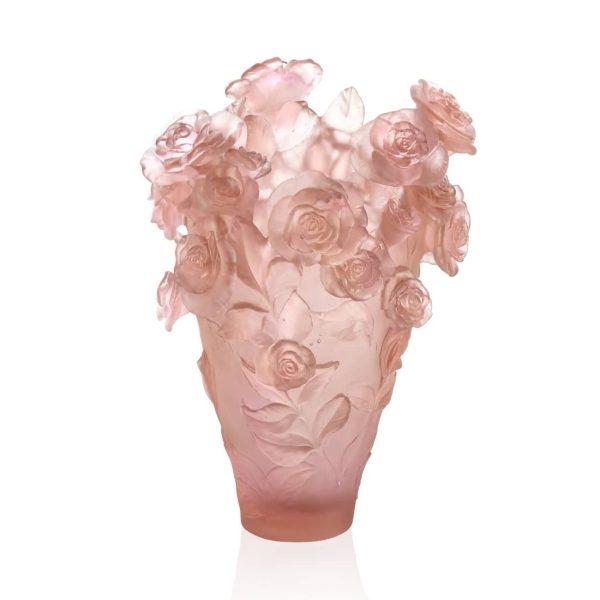 Blue-pink magnum roses vase daum - Vins Rouges Harmonieux pour Chaque Occasion