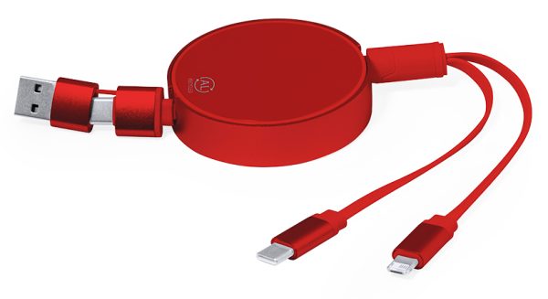 Câble de charge publicitaire en aluminium recyclé - Vins Rouges Harmonieux pour Chaque Occasion