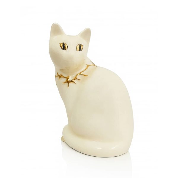 Chat Assis GM coraux ivoire Émaux de Longwy - Vins Rouges Harmonieux pour Chaque Occasion