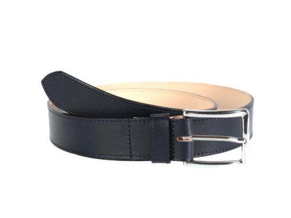 Ceinture cuir doublé bleu nuit, boucle rectangle acier poli 5032 Choisir - Vins Rouges Harmonieux pour Chaque Occasion