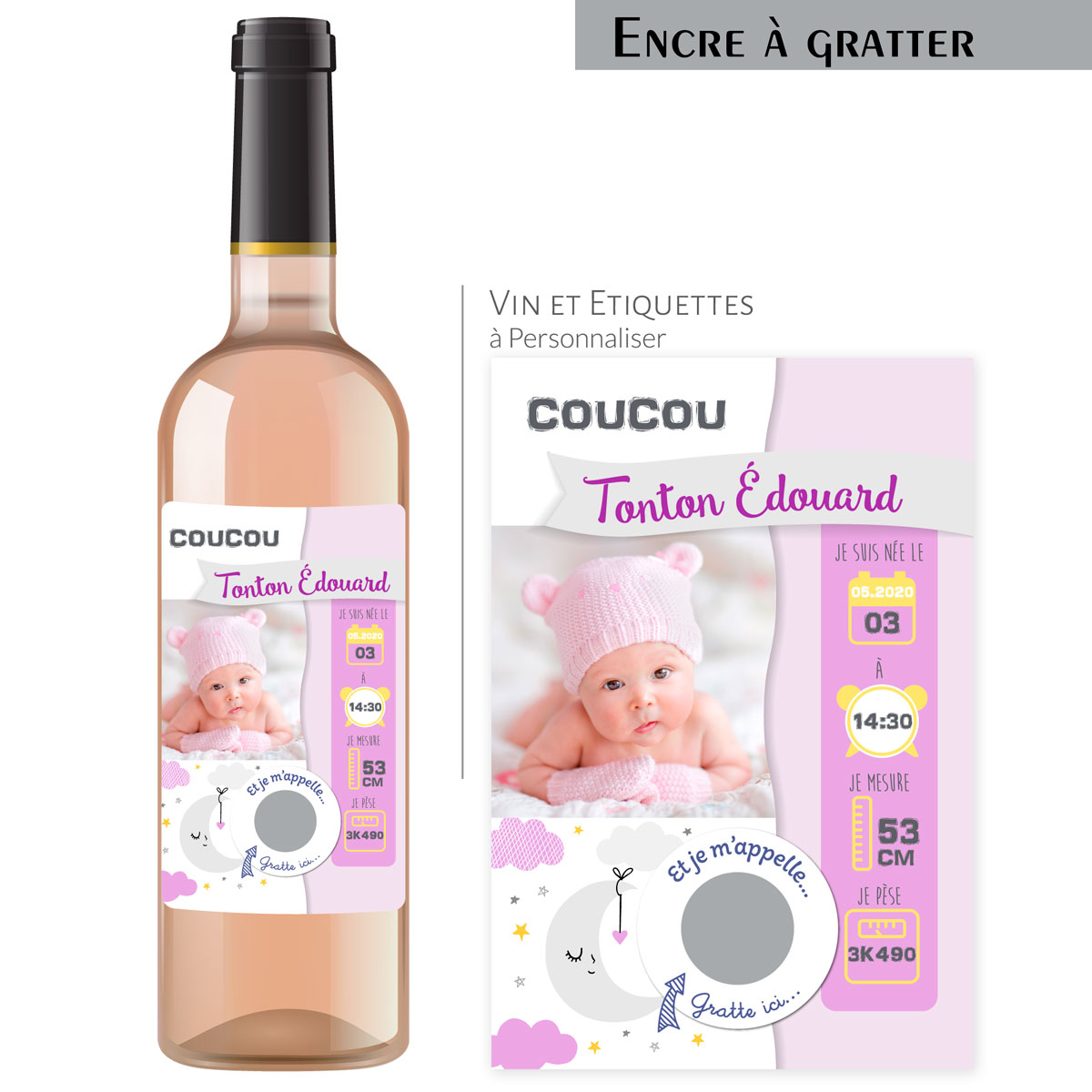 Annonce naissance | Bouteille personnalisée nuage rose et je m’appelle - Vins Rouges Harmonieux pour Chaque Occasion Annonce naissance | Bouteille personnalisée nuage rose et je m’appelle - Vins Rouges Harmonieux pour Chaque Occasion