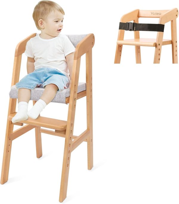 Chaise haute évolutive Montessori en bois YOLEO pour bébé jusqu&rsquo;à 90 kg - Vins Rouges Harmonieux pour Chaque Occasion