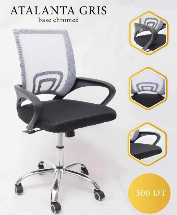 Chaise de bureau ATALANTA GRIS - Vins Rouges Harmonieux pour Chaque Occasion