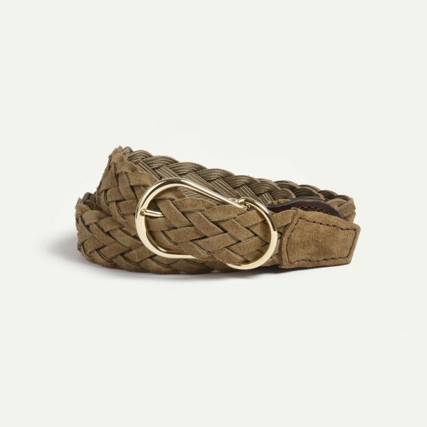 Ceinture Cléo tressée – Kaki suédé - Vins Rouges Harmonieux pour Chaque Occasion