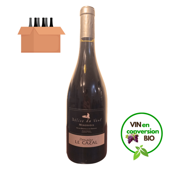 Carton de 6 bouteilles Vin rouge A.O.C Minervois 2018 « Cuvée Délice du Vent » - Vins Rouges Harmonieux pour Chaque Occasion