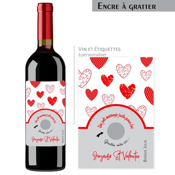 Cadeau St Valentin | Bouteille personnalisée message juste pour toi - Vins Rouges Harmonieux pour Chaque Occasion