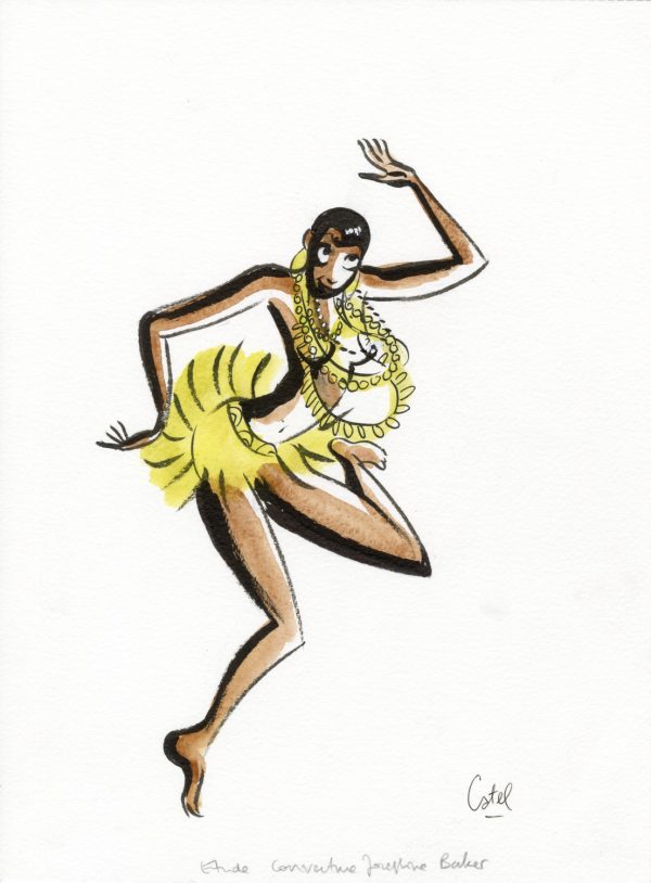 CATEL – JOSÉPHINE BAKER – Dessin original d&rsquo;étude pour la couverture – R07 - Vins Rouges Harmonieux pour Chaque Occasion