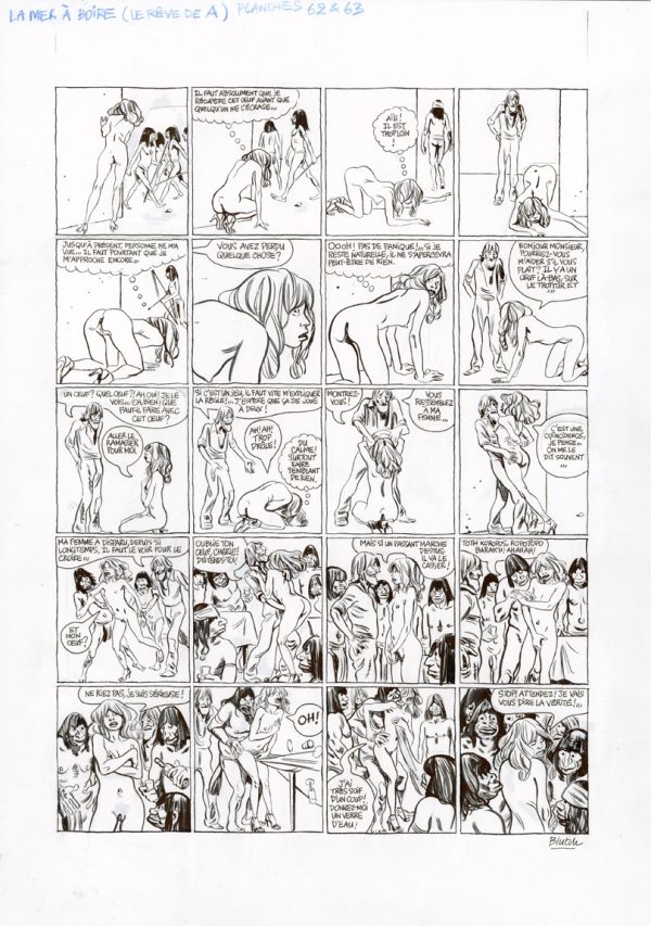 BLUTCH – La mer à boire – planche originale page 62 et 63 - Vins Rouges Harmonieux pour Chaque Occasion