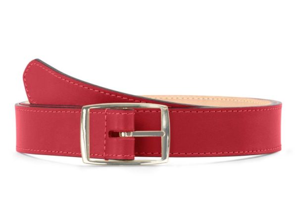 Ceinture premium cuir chic rouge, boucle rectangulaire, moderne, dorée – 30mm – 5118 Choisir - Vins Rouges Harmonieux pour Chaque Occasion